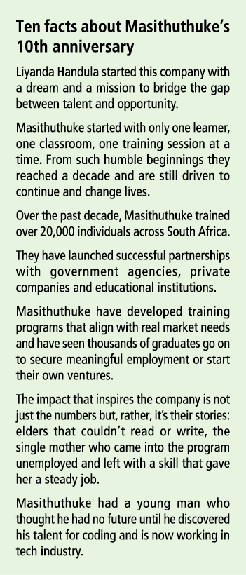 Ten facts about Masithuthuke’s 10th anniversary Liyanda Handula started this company with a dream and a mission to br...