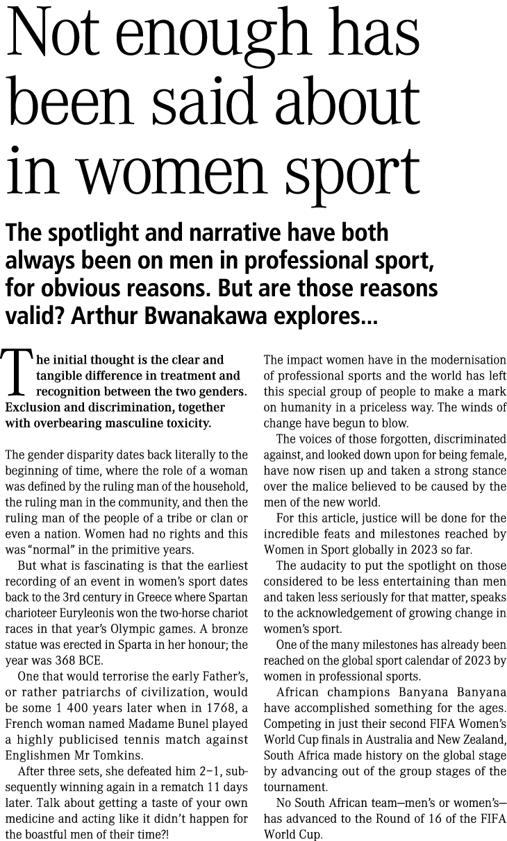 Not enough has been said about in women sport The spotlight and narrative have both always been on men in professiona   