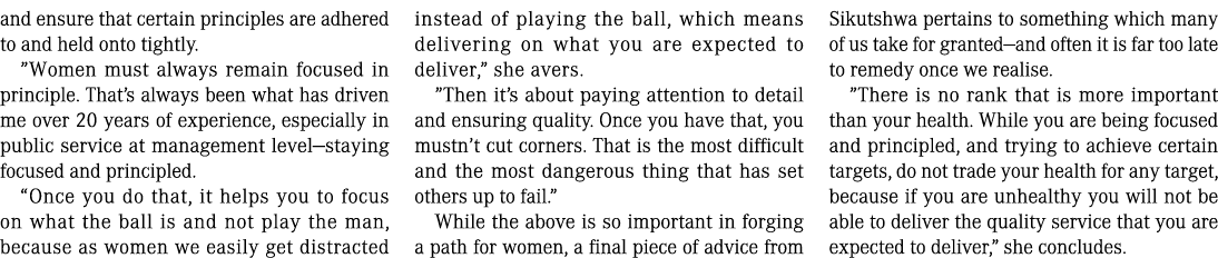 and ensure that certain principles are adhered to and held onto tightly   Women must always remain focused in princip   