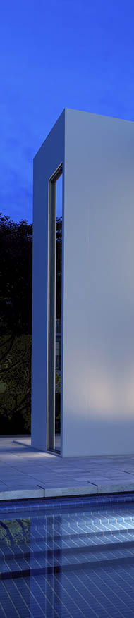 luxurious villa with swimming pool at dusk