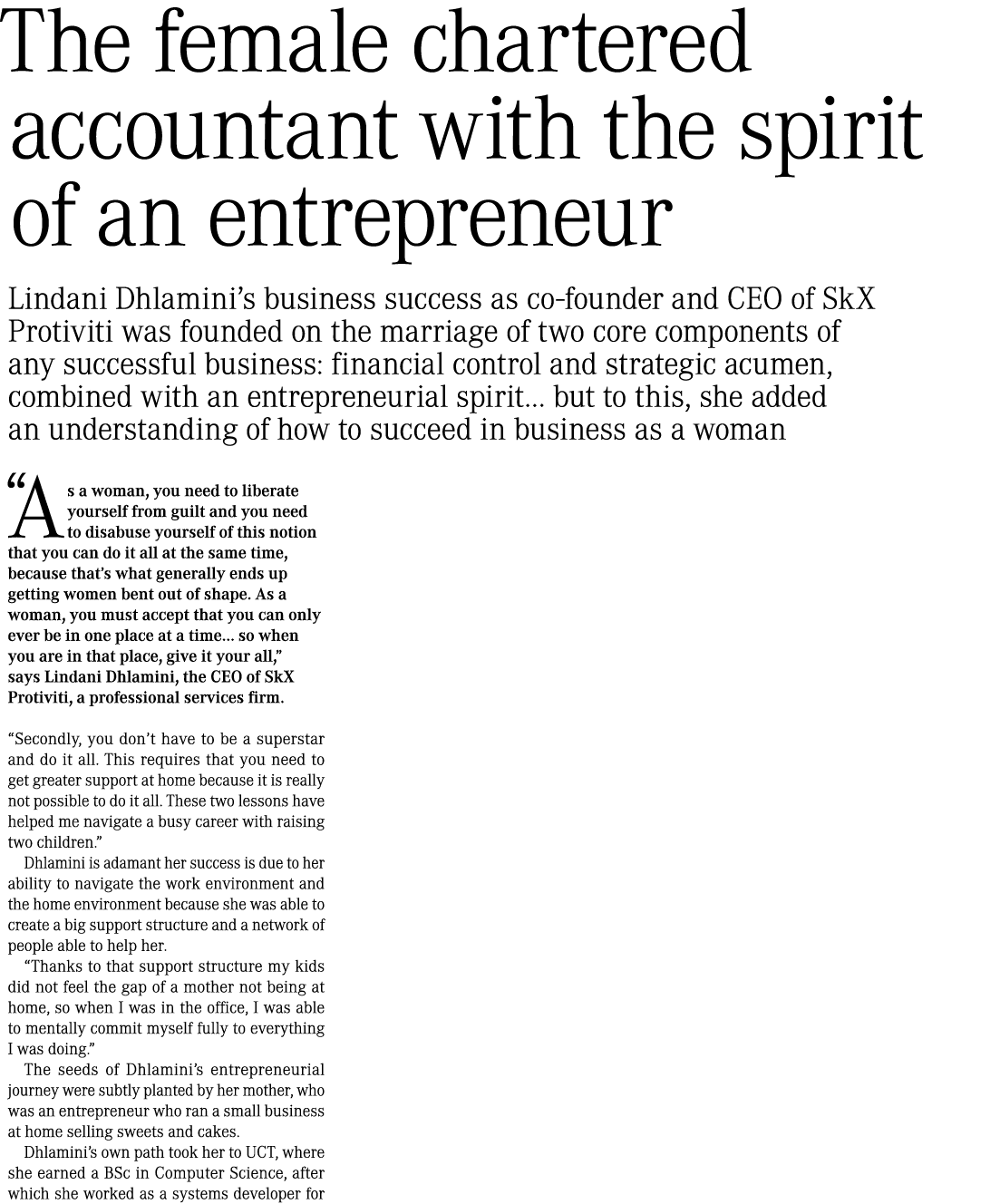 The female chartered accountant with the spirit of an entrepreneur Lindani Dhlamini’s business success as co-founder ...