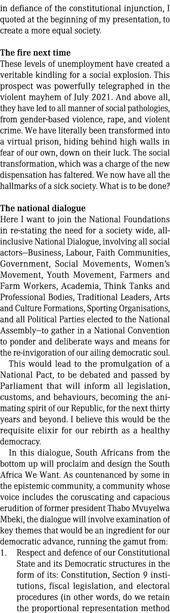 in defiance of the constitutional injunction, I quoted at the beginning of my presentation, to create a more equal so...