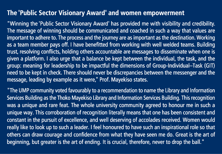 The 'Public Sector Visionary Award' and women empowerment \“Winning the 'Public Sector Visionary Award' has provided ...