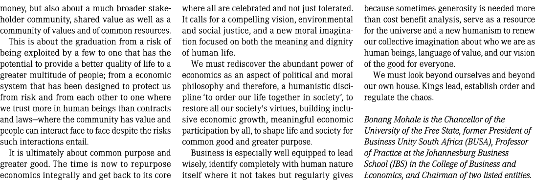 money, but also about a much broader stakeholder community, shared value as well as a community of values and of comm...