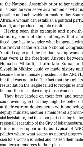to the National Assembly prior to her taking ill, should forever serve as a remind of what is possible and achievable...