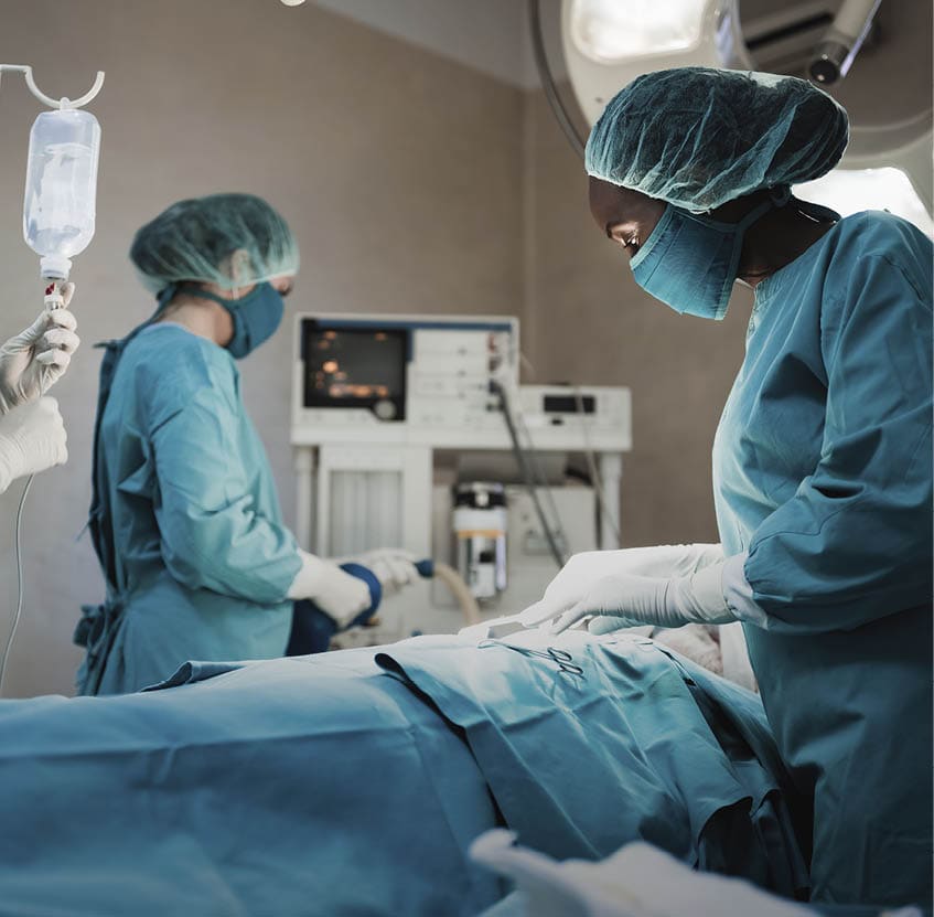 Black female surgeon and her team in work