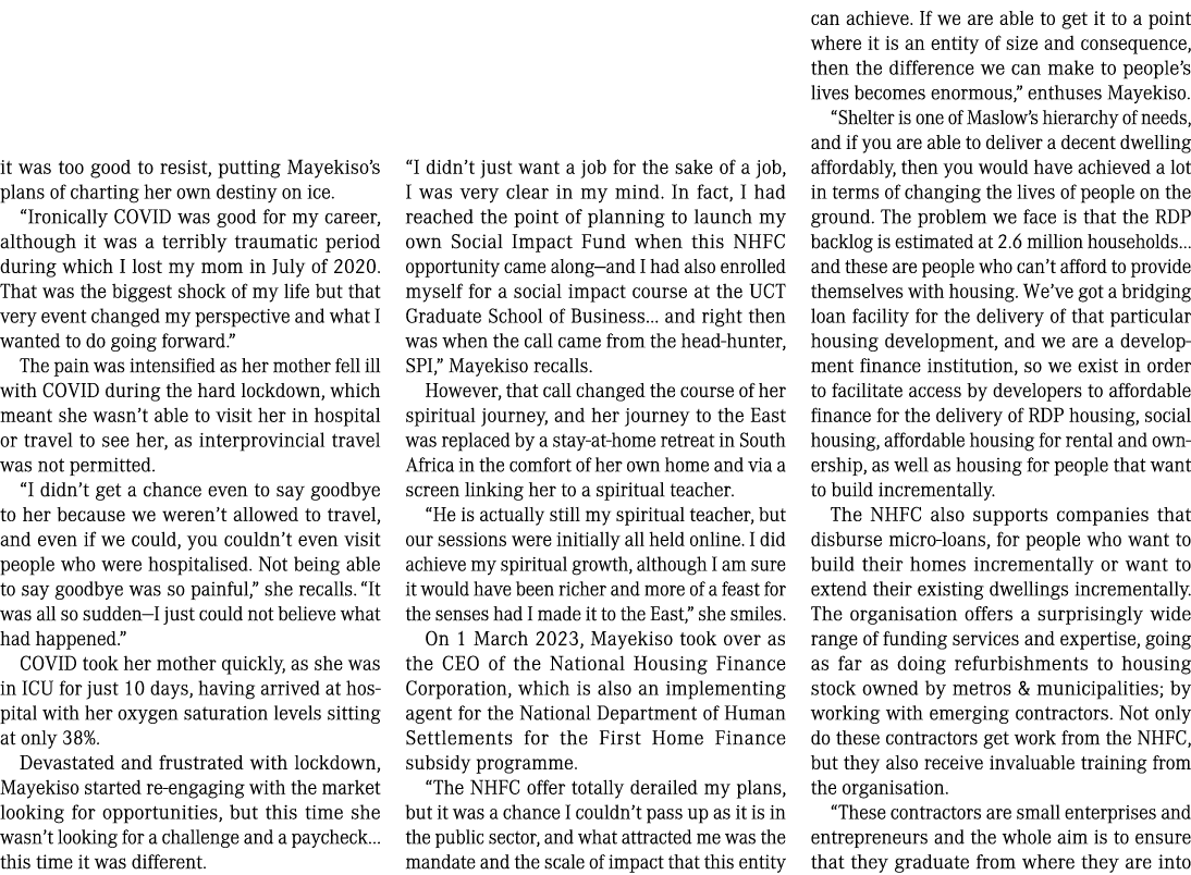 it was too good to resist, putting Mayekiso’s plans of charting her own destiny on ice. “Ironically COVID was good fo...