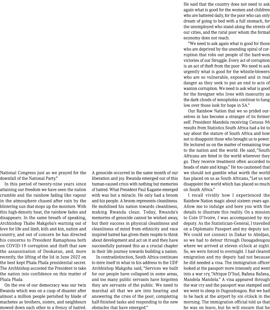 National Congress just as we prayed for the downfall of the National Party.” In this period of twenty nine years sinc...