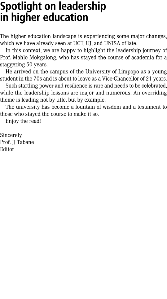 Spotlight on leadership in higher education The higher education landscape is experiencing some major changes, which ...