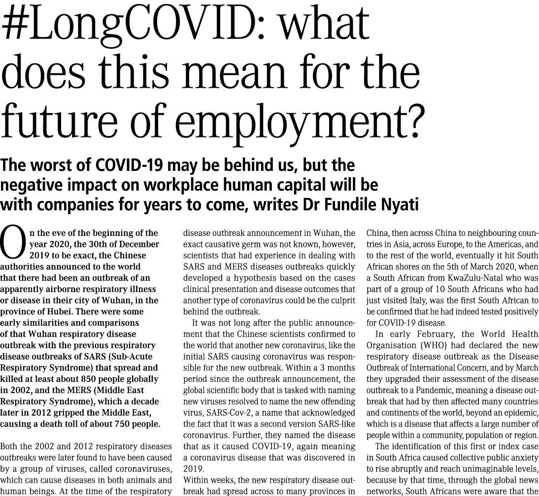 #LongCOVID: what does this mean for the future of employment? The worst of COVID 19 may be behind us, but the negativ...