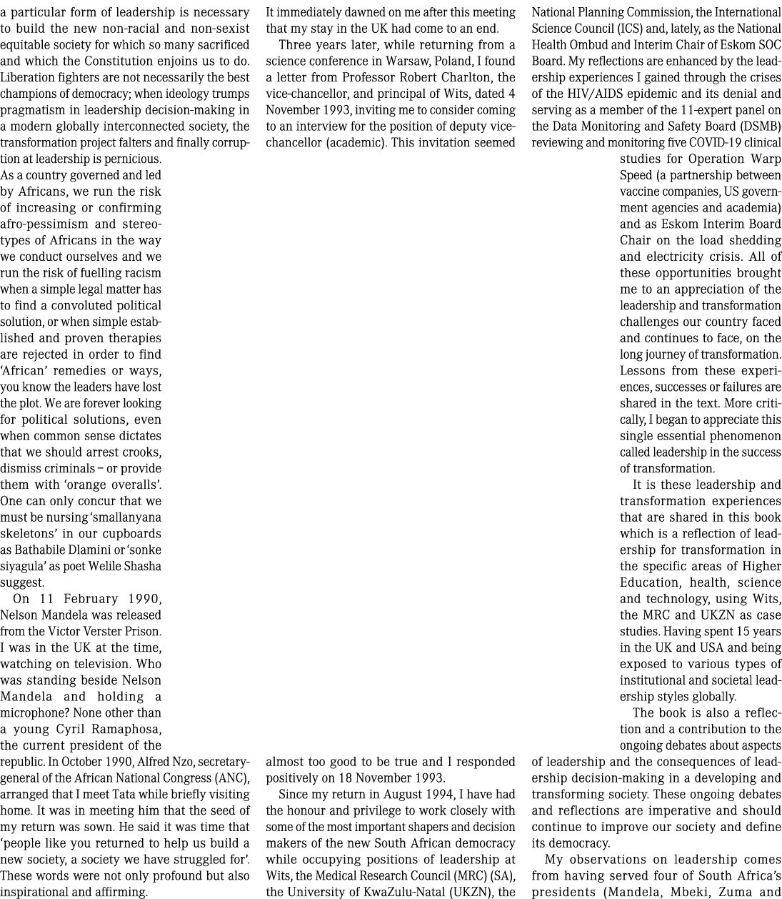 a particular form of leadership is necessary to build the new non racial and non sexist equitable society for which s...