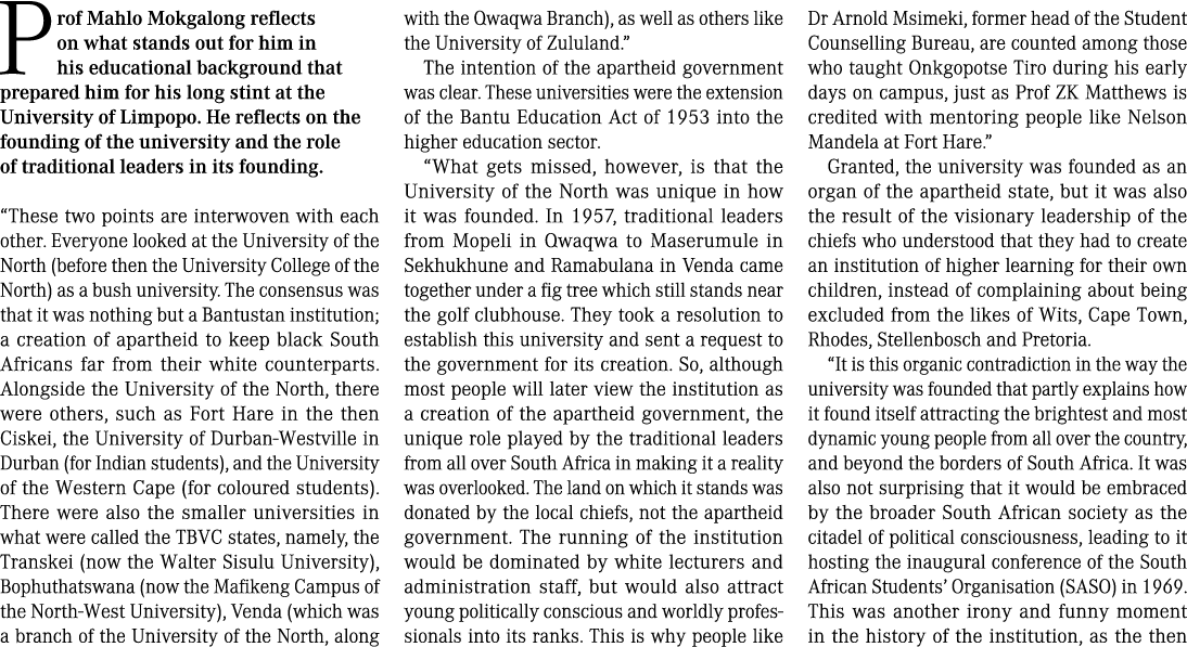 Prof Mahlo Mokgalong reflects on what stands out for him in his educational background that prepared him for his long...
