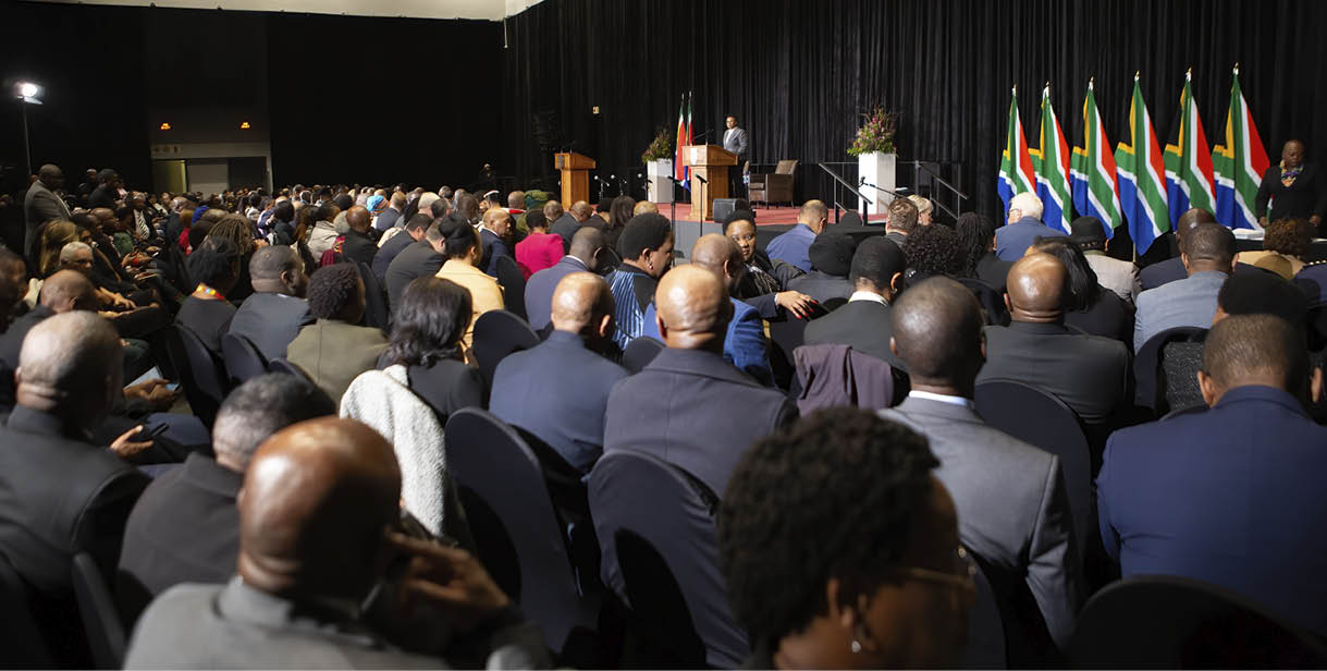 CAPE TOWN, SOUTH AFRICA - JULY 03: A general view during the swearing-in ceremony of the new national executive members at Cape Town International Convention Centre on July 03, 2024 in Cape Town, South Africa. The new National Executive constitutes the 7th Democratic Administration as a Government of National Unity comprising a diversity of political parties as an outcome of the national and provincial elections held on Wednesday, 29 May 2024. (Photo by Misha Jordaan/Gallo Images via Getty Images)