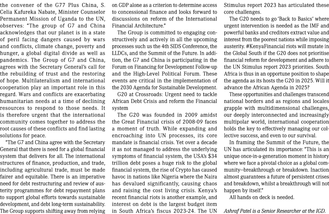 the convener of the G77 Plus China, S. Celia Kafureka Nabate, Minister Counselor Permanent Mission of Uganda to the U...