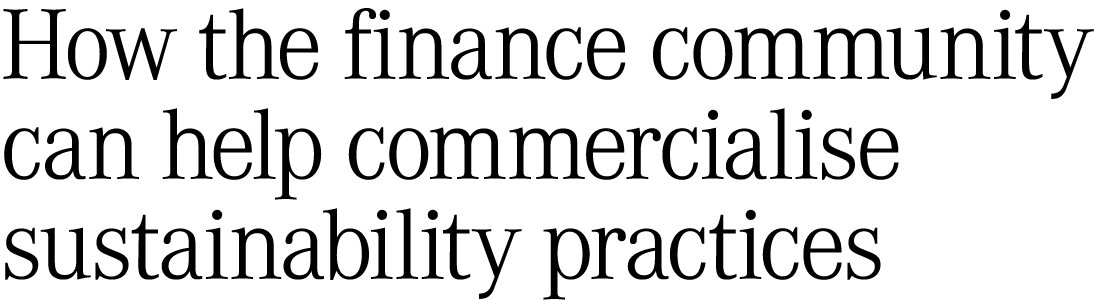 How the finance community can help commercialise sustainability practices 