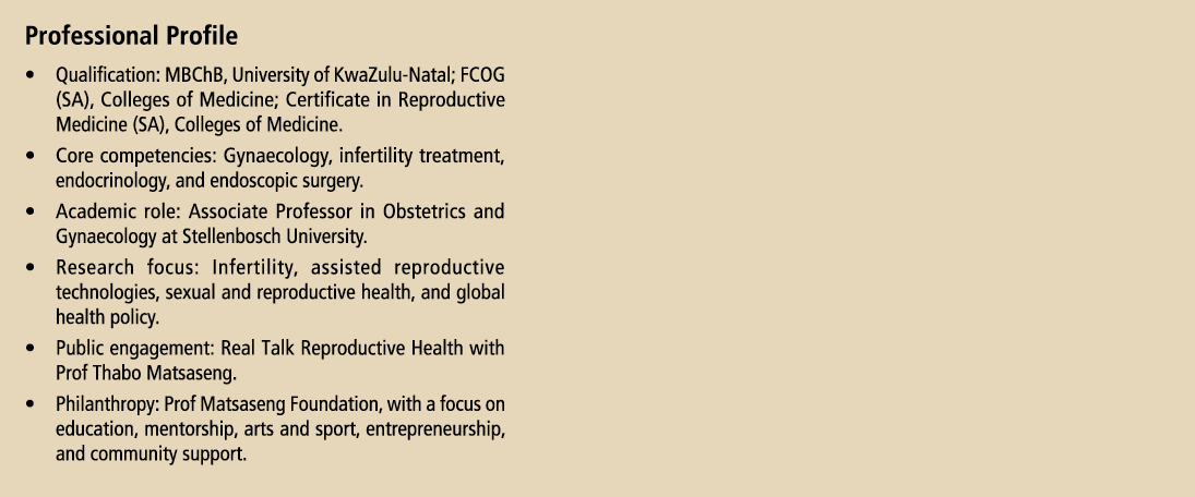Professional Profile &bull; Qualification: MBChB, University of KwaZulu Natal; FCOG (SA), Colleges of Medicine; Certificat...