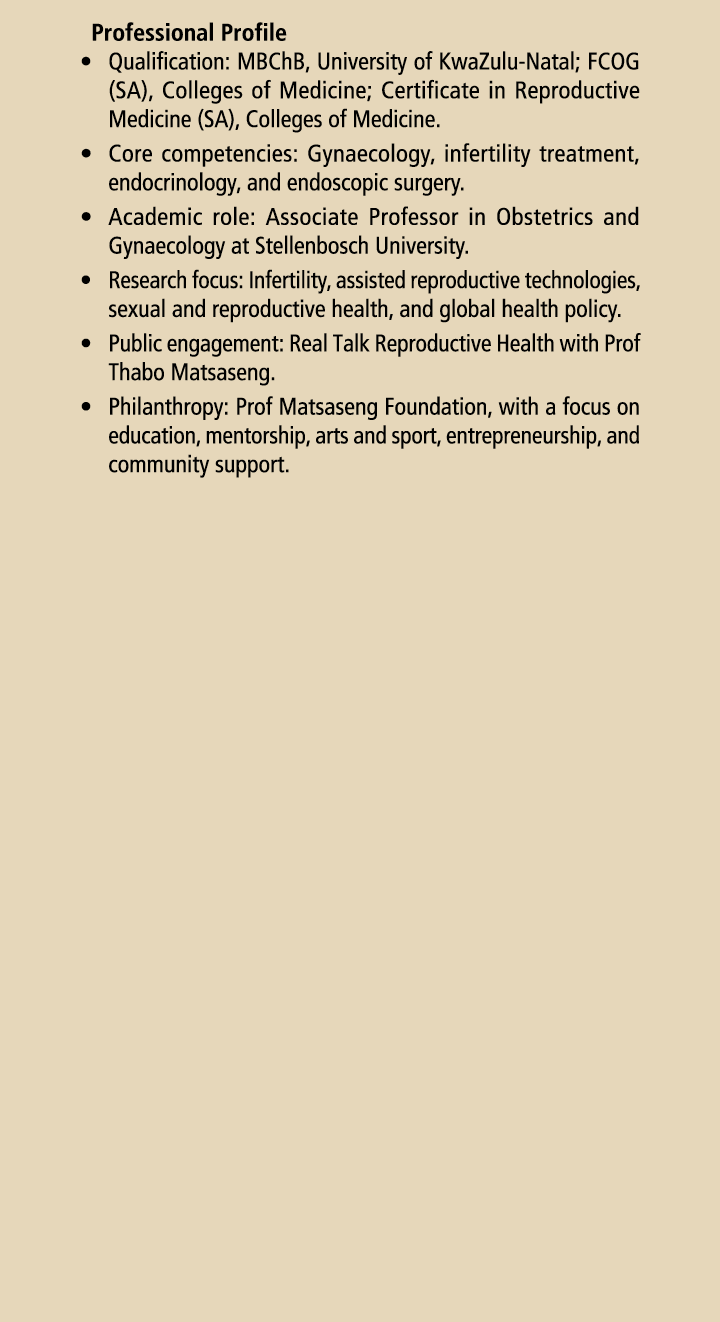 Professional Profile &bull; Qualification: MBChB, University of KwaZulu Natal; FCOG (SA), Colleges of Medicine; Certificat...